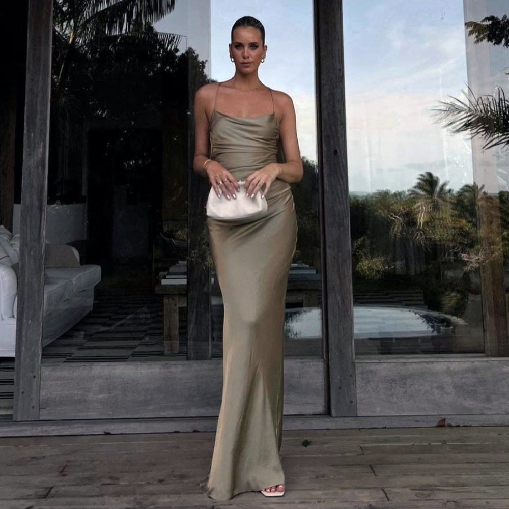 Shona Joy La Lune "Lace Back" Maxi Dress in Sage (Size 0, 2)